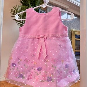 Youngland Pink and Purple Floral Kids Dress girls 6-9 m